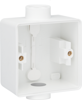 Niko 701-84111 Spuitwaterdichte enkelvoudige opbouwdoos met twee enkelvoudige M20-ingangen voor één functie, white