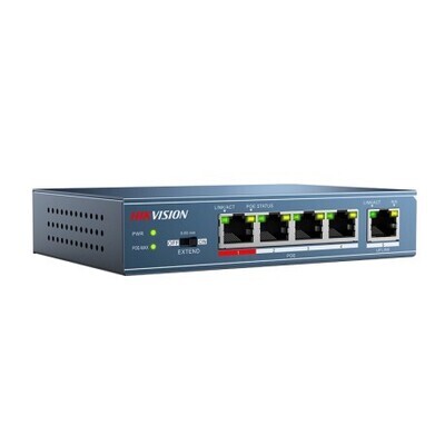 Netwerkswitch met 4 PoE-poorten + 1 uplinkpoort
