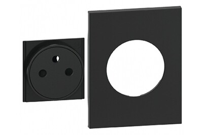Bticino Living Now zwarte afwerkingsset, brede uitvoering voor stopcontact K4142A; 2P+A zwart - 2 mod voor contactdoos