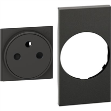 Bticino Living Now zwarte afwerkingsset voor stopcontact K4142A; 2P+A zwart - 2 mod voor contactdoos