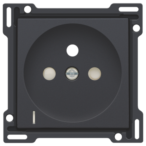 Niko 122-66607 Afwerkingsset met doorschijnende lens voor stopcontact met spanningsaanduiding, penaarde en beschermingsafsluiters, inbouwdiepte 28,5 mm, anthracite