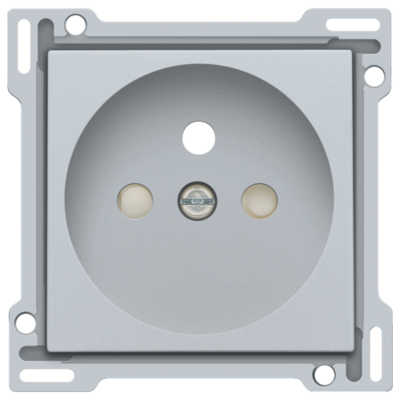 Niko 121-66601 Afwerkingsset voor stopcontact met penaarde en beschermingsafsluiters, inbouwdiepte 28,5 mm, sterling