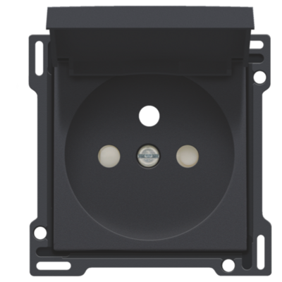 Niko 122-66603 Afwerkingsset voor stopcontact met klapdeksel, penaarde en beschermingsafsluiters, inbouwdiepte 28,5 mm, anthracite