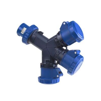 FAMATEL 16002 CEE Adapter 3P 16A 250V, 3x Koppelstekker