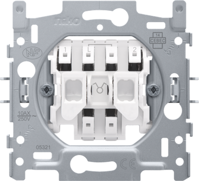 Niko 170-01505 Sokkel voor serieschakelaar, 10 AX/250 Vac, insteekklemmen