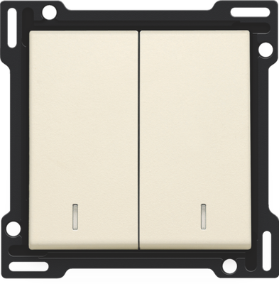 Niko 100-61507 Afwerkingsset met dubbele lens voor serieschakelaar, wisselschakelaar + drukknop N.O., dubbele wisselschakelaar of dubbele drukknop N.O. of N.G. , cream