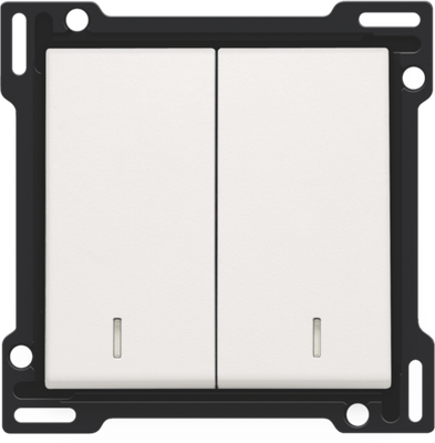 Niko 101-61507 Afwerkingsset met dubbele lens voor serieschakelaar, wisselschakelaar + drukknop N.O., dubbele wisselschakelaar of dubbele drukknop N.O. of N.G., white