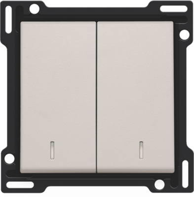 Niko 102-61507 Afwerkingsset met dubbele lens voor serieschakelaar, wisselschakelaar + drukknop N.O., dubbele wisselschakelaar of dubbele drukknop N.O. of N.G., light grey