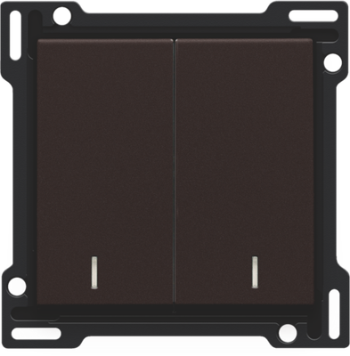 Niko 124-61507 Afwerkingsset met dubbele lens voor serieschakelaar, wisselschakelaar + drukknop N.O., dubbele wisselschakelaar of dubbele drukknop N.O. of N.G., dark brown