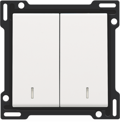 Niko 154-61507 Afwerkingsset met dubbele lens voor serieschakelaar, wisselschakelaar + drukknop N.O., dubbele wisselschakelaar of dubbele drukknop N.O. of N.G., white coated
