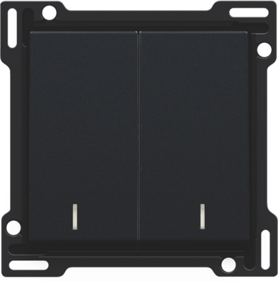 Niko 161-61507 Afwerkingsset met dubbele lens voor serieschakelaar, wisselschakelaar + drukknop N.O., dubbele wisselschakelaar of dubbele drukknop N.O. of N.G., black coated