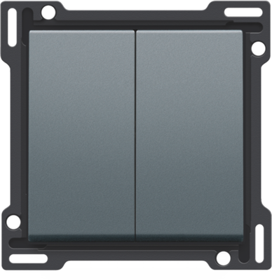 Niko 220-61505 Afwerkingsset voor serieschakelaar, wisselschakelaar + drukknop N.O., dubbele wisselschakelaar of dubbele drukknop N.O. of N.G. , steel grey coated