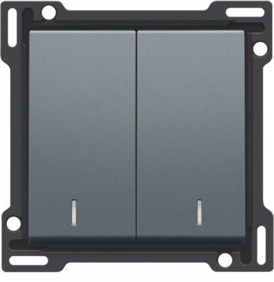 Niko 220-61507 Afwerkingsset met dubbele lens voor serieschakelaar, wisselschakelaar + drukknop N.O., dubbele wisselschakelaar of dubbele drukknop N.O. of N.G., steel grey coated
