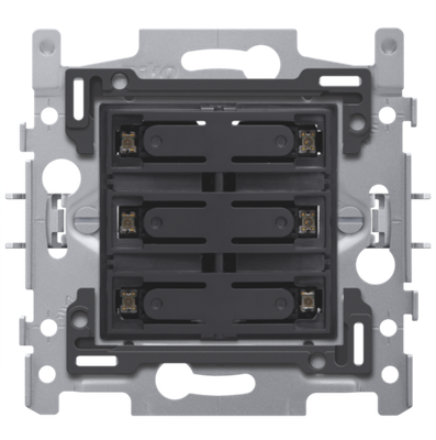 Niko 170-60150 Sokkel voor 6-voudige potentiaalvrije drukknop 24V N.O. met amberkleurige led, klauwbevestiging