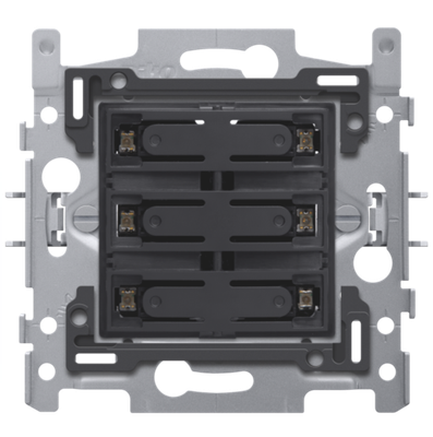 Niko 170-60170 Sokkel voor 6-voudige potentiaalvrije drukknop 24V N.O. met witte leds, klauwbevestiging