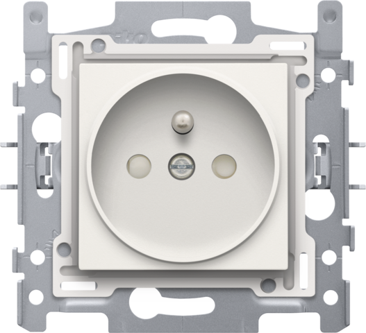 Niko 101-66100 Stopcontact met penaarde en beschermingsafsluiters, inbouwdiepte 21 mm, sokkel, schroefklemmen en afwerkingsset