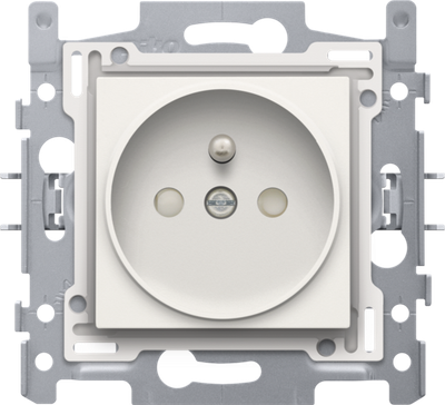 Niko 101-66100 Stopcontact met penaarde en beschermingsafsluiters, inbouwdiepte 21 mm, sokkel, schroefklemmen en afwerkingsset