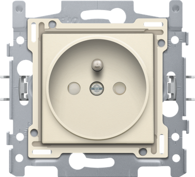 Niko 100-66100 Stopcontact met penaarde en beschermingsafsluiters, inbouwdiepte 21 mm, sokkel, schroefklemmen en afwerkingsset