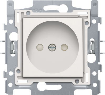 Niko 101-66500 Stopcontact zonder aarding met beschermingsafsluiters, inbouwdiepte 21 mm, sokkel met schroefklemmen en afwerkingsset