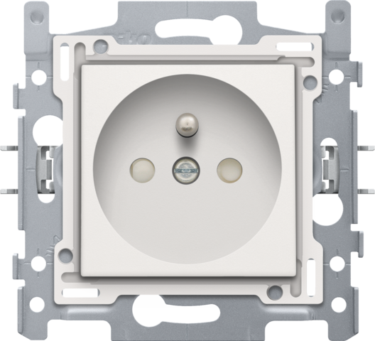 Niko 101-66605 Stopcontact met penaarde en beschermingsafsluiters, inbouwdiepte 28,5 mm, sokkel met insteekklemmen en afwerkingsset