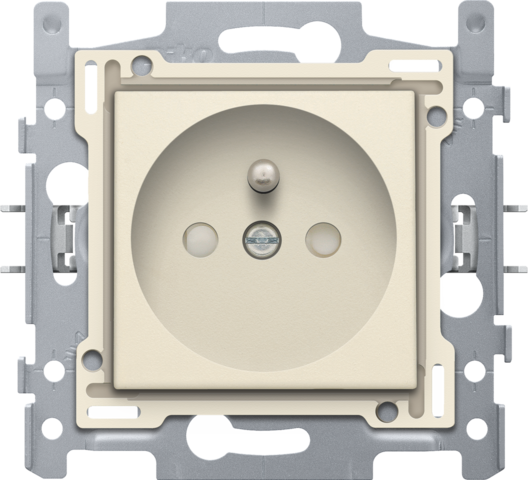 Niko 100-66600 Stopcontact met penaarde en beschermingsafsluiters, inbouwdiepte 28,5 mm, sokkel met schroefklemmen en afwerkingsset