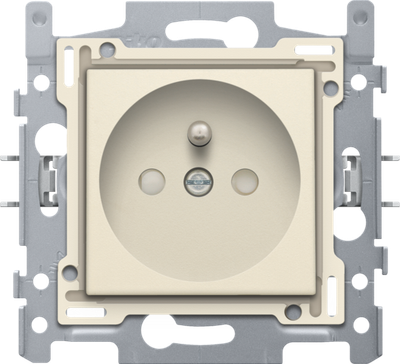 Niko 100-66600 Stopcontact met penaarde en beschermingsafsluiters, inbouwdiepte 28,5 mm, sokkel met schroefklemmen en afwerkingsset