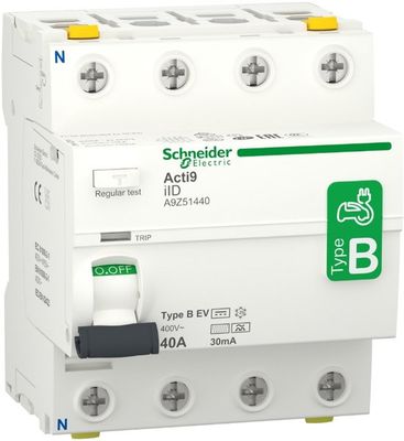 Schneider Electric A9Z51440 - Acti9 iID - Differentieelschakelaar - 4P - 40A - 30mA - B EV type