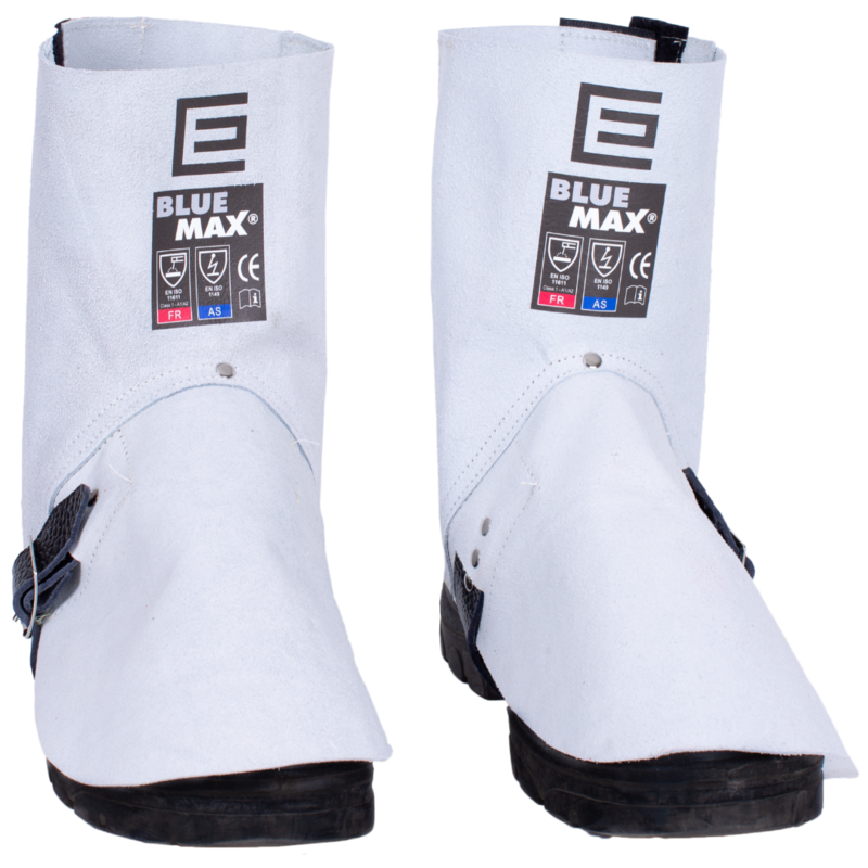 Blue Max Chrome Leather Welders Spats - Hook &amp; Loop Closure