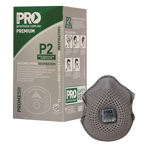 PRO CHOICE DUST MASKS PROMESH P2+VALVE+CARBON