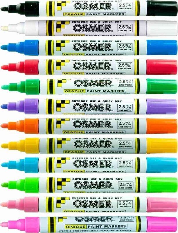 OSMER BROAD TIP OSMER PAINT MARKERS - 2.5mm LINE ASSORTED COLORS