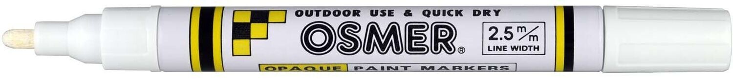 OSMER BROAD TIP OSMER PAINT MARKERS - 2.5mm LINE WHITE