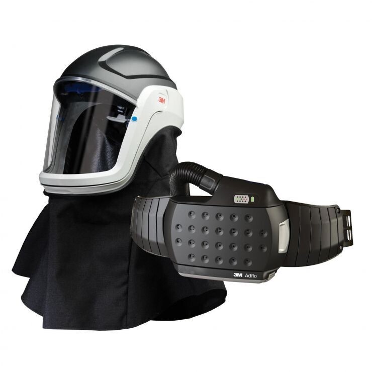 3M™ M-Series Flip-Up Face Shield &amp; Safety Helmet M-407 with Adflo PAPR Respirator