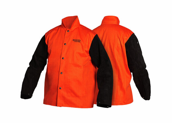 Bright FR Orange Jacket with Leather Sleeves