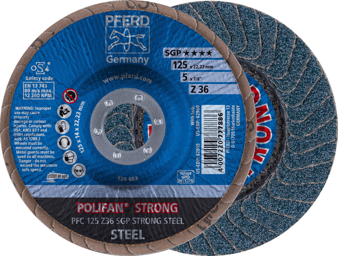 POLIFAN STRONG FLAP DISCS PREMIUM SG ZIRCONIA - STEEL