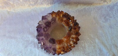 Citrine - Amethyst points candle holder