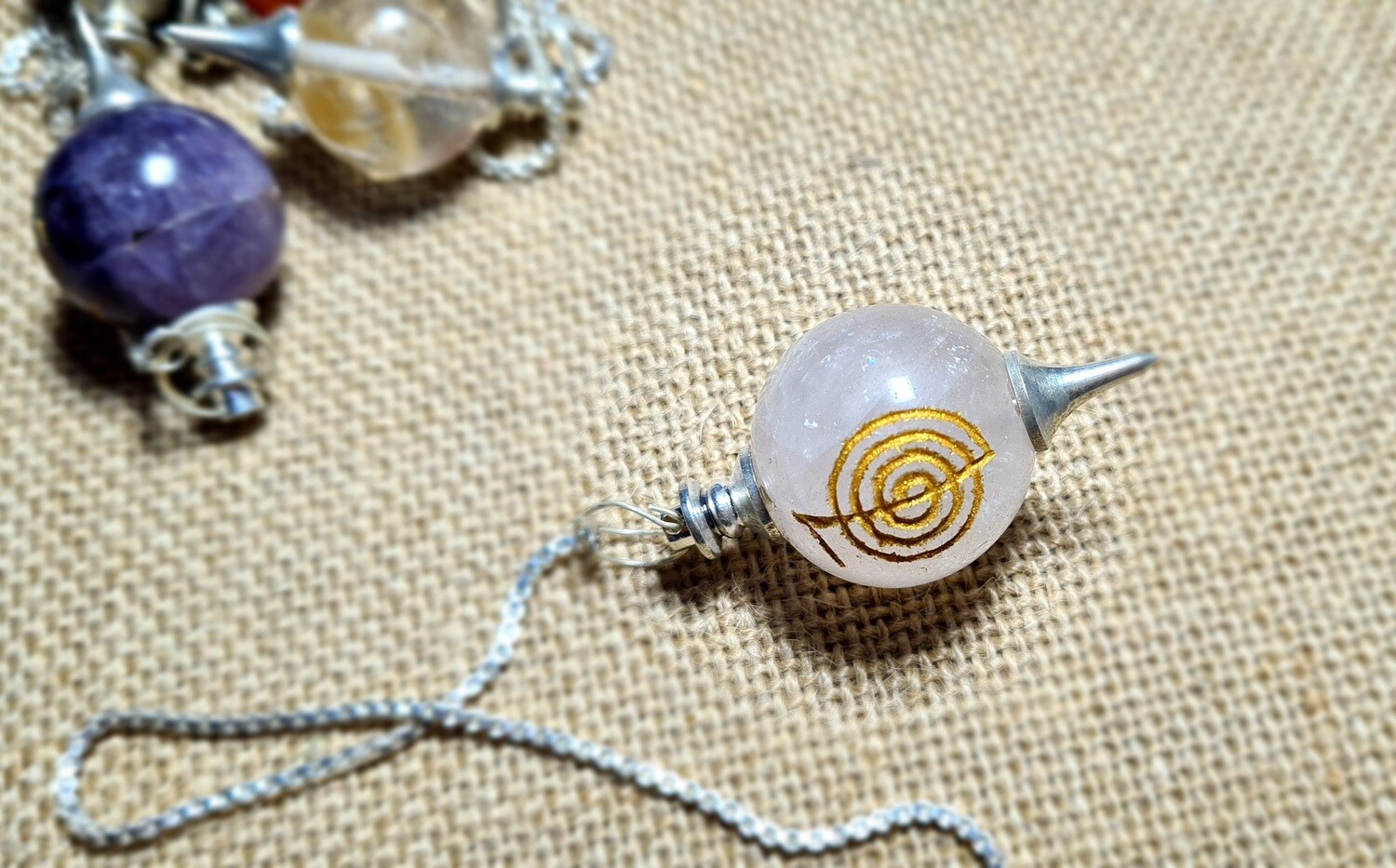 Rose Quartz Healing Pendulum (Symbol of Power)