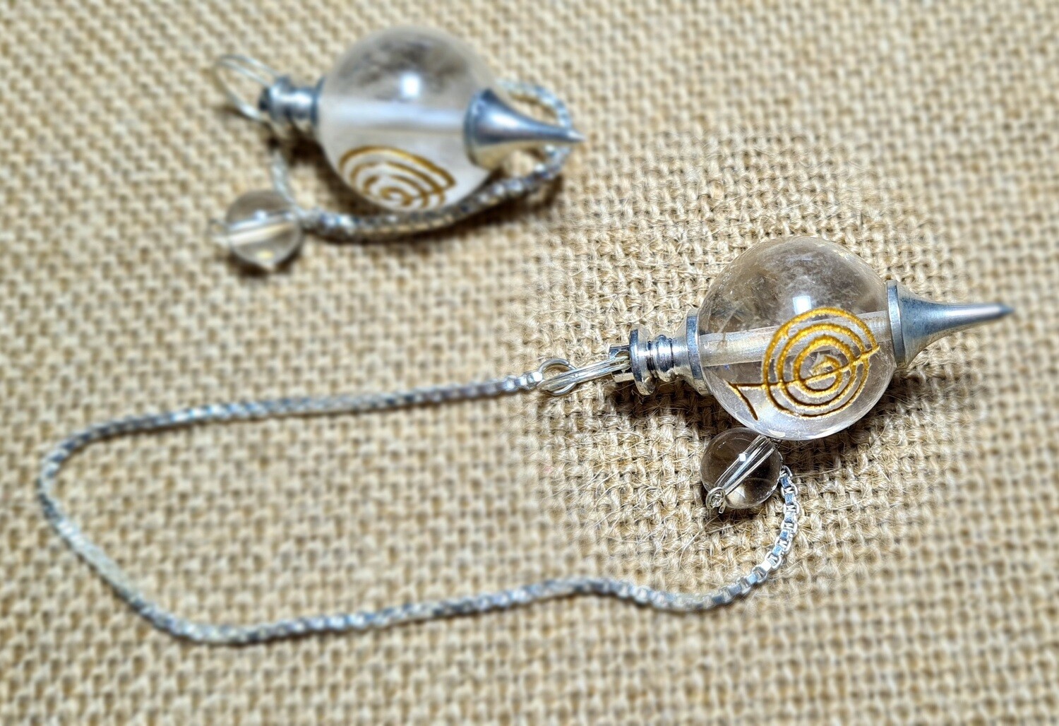 Himalayan Quartz Pendulum (Reiki symbol)