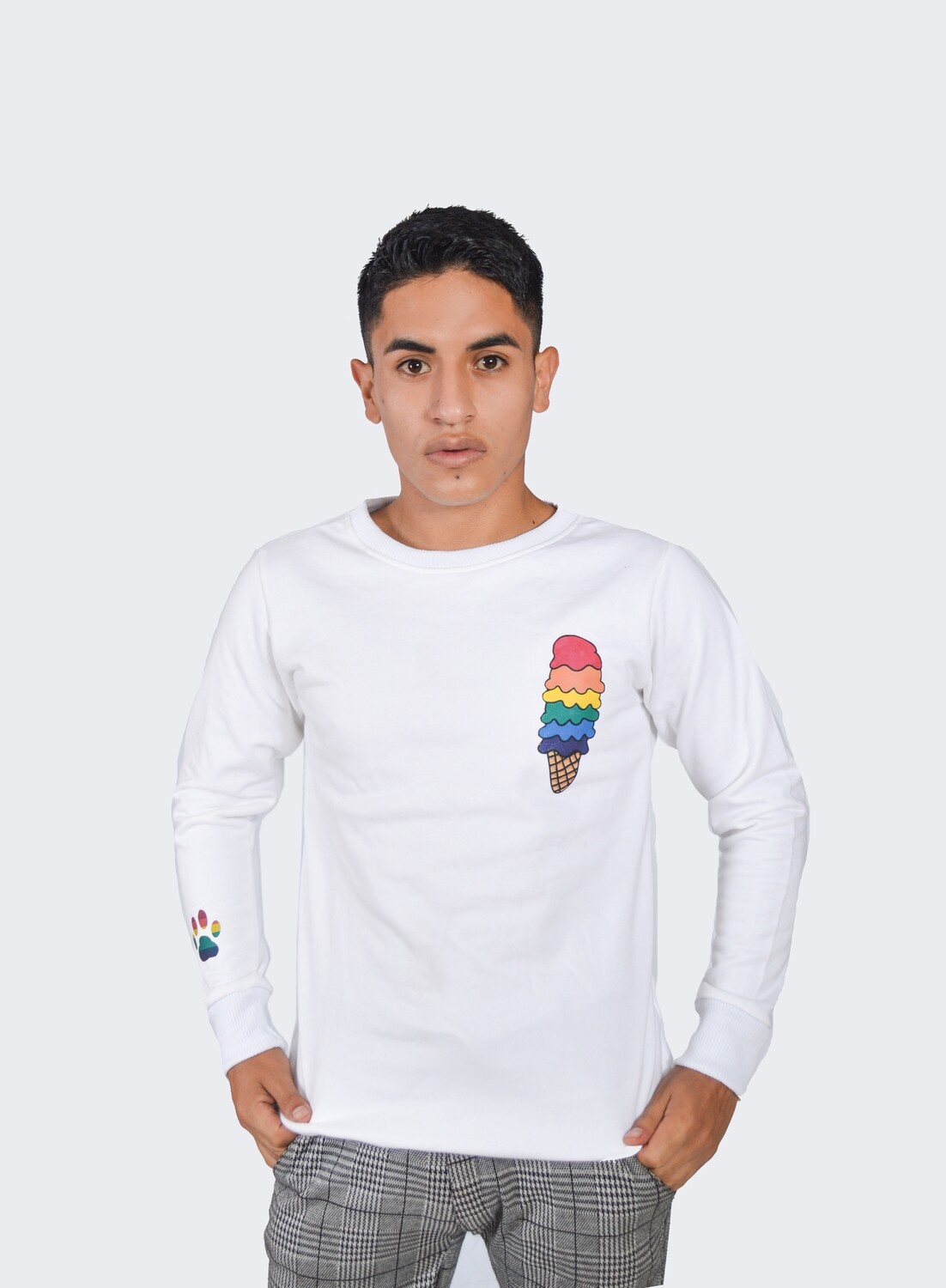 Polera de helado arcoiris y patita de arcoiris