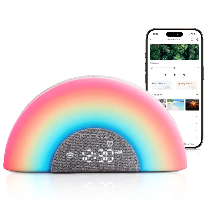 DreamSync Tech™ Smart Baby Sound Machine - Rainbow Light &amp; App Control