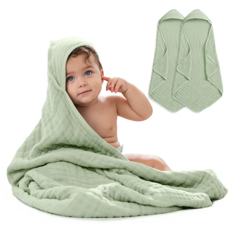 Baby Hooded Towels by Comfy Cubs – Sage Pack of 2