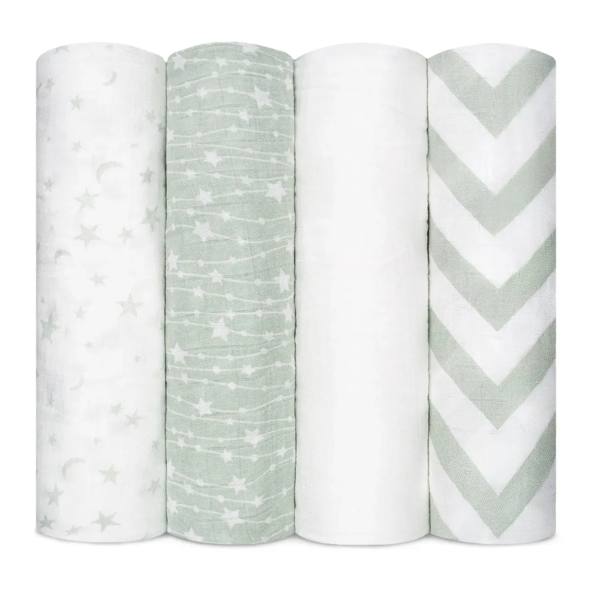 Comfy Cubs Muslin Swaddle Blankets (Pack of 4) –  Green