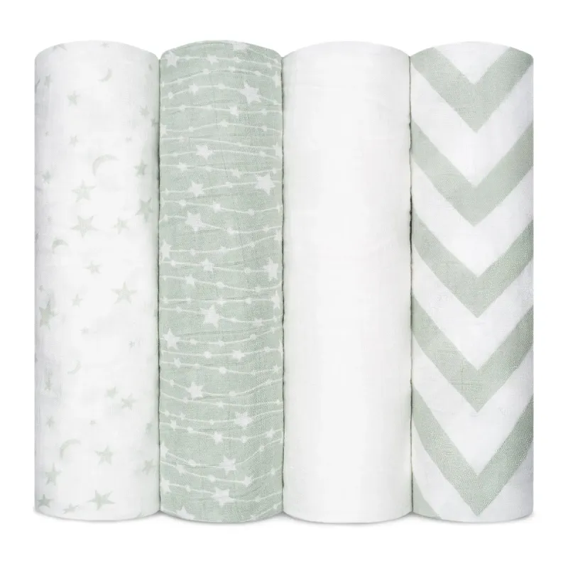 Comfy Cubs Muslin Swaddle Blankets (Pack of 4) –  Green