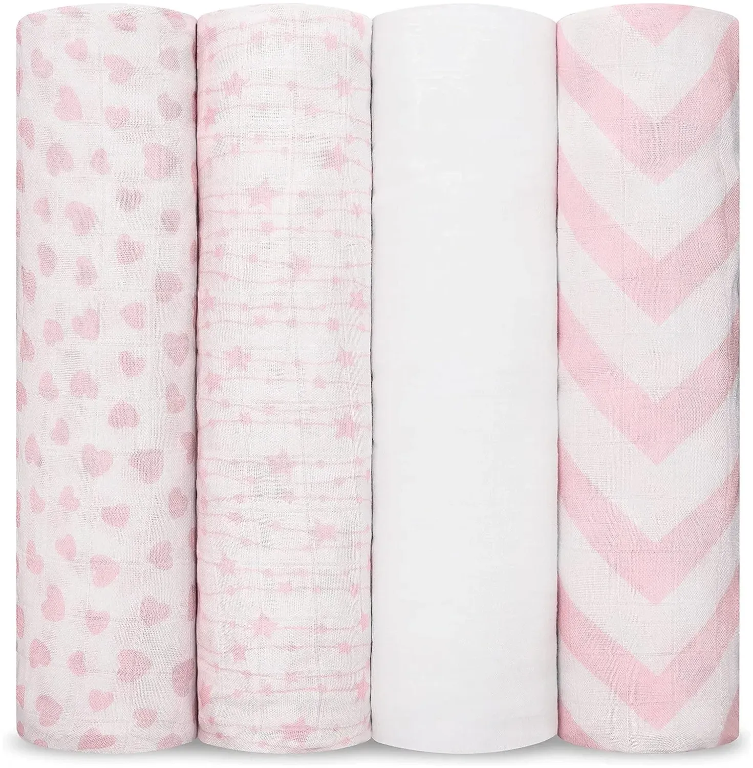 Comfy Cubs Muslin Swaddle Blankets (Pack of 4) – Pink