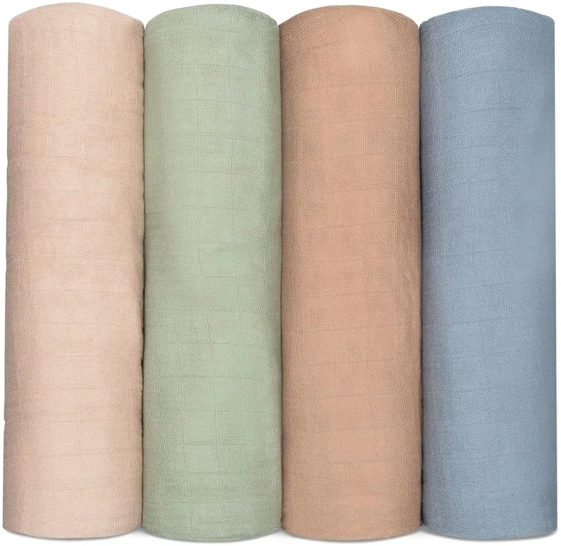 Comfy Cubs Muslin Swaddle Blankets (Pack of 4) – Pacific, Cedar, Sage, Blush