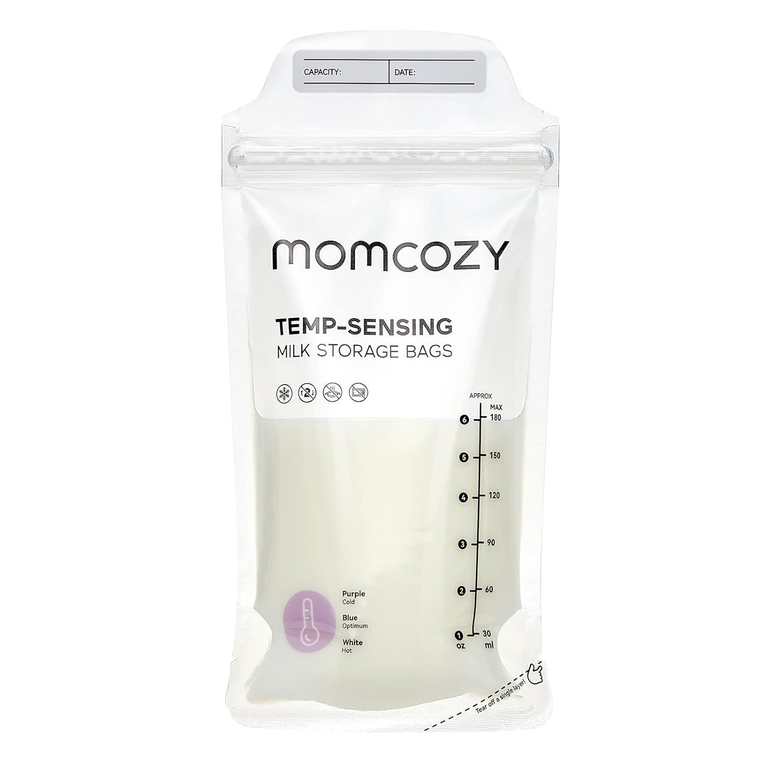 Momcozy Breastmilk Storing Bags, Temp-Sensing Discoloration Milk Storing Bags 50 count
