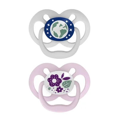 Dr. Brown's Advantage Baby Pacifier Purple Nature, 6-18m, BPA Free, 2 Pack