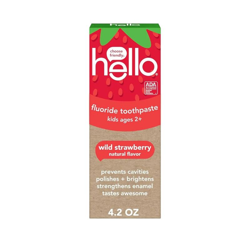 Hello Wild Strawberry Kids Toothpaste with Fluoride 4.2 Oz Tube
