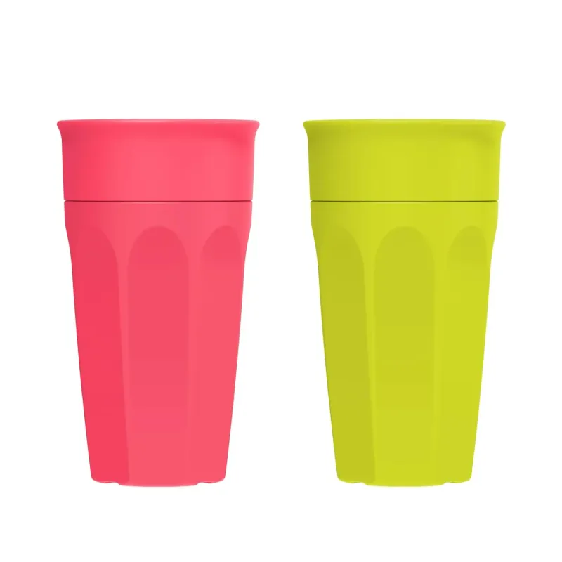 Dr. Brown's Milestones Cheers 360 Spoutless Transition Cup, Travel Friendly and Leak Free Sippy for Babies and Toddlers, Green and Pink, BPA-Free, 10 oz/300 mL, 9m+