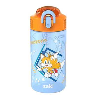 Zak Designs Sonic Kids' Leak-Proof Water Bottles With Straw, Handle and Pop-Up Spout Cover