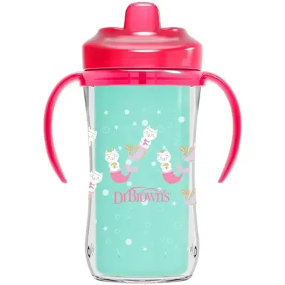 Dr. Brown’s Milestones Hard Spout Insulated Sippy Cup with Handles, Pink, 10 oz,12m+ Mermaid Kittens